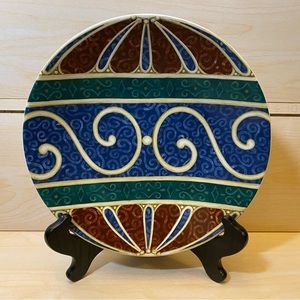 Pfaltzgraff Christmas Ornament Plate 9 1/2" Xmas Holiday Cookies Red Green Gold